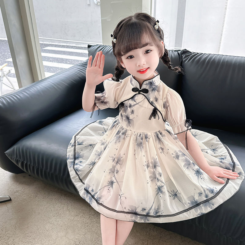 漢服女童旗袍夏裝2024新款兒童夏季國風連衣裙寶寶新中式公主裙子