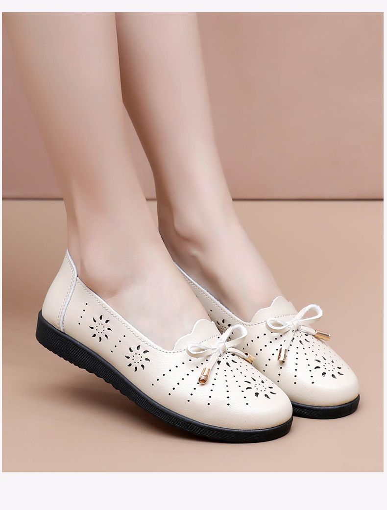 Genuine Mom Closed-toe Sandals Women, Comfortable Non-slip Single Shoes, Hollowed-out Design, Leather Shoes For_vogvips.com