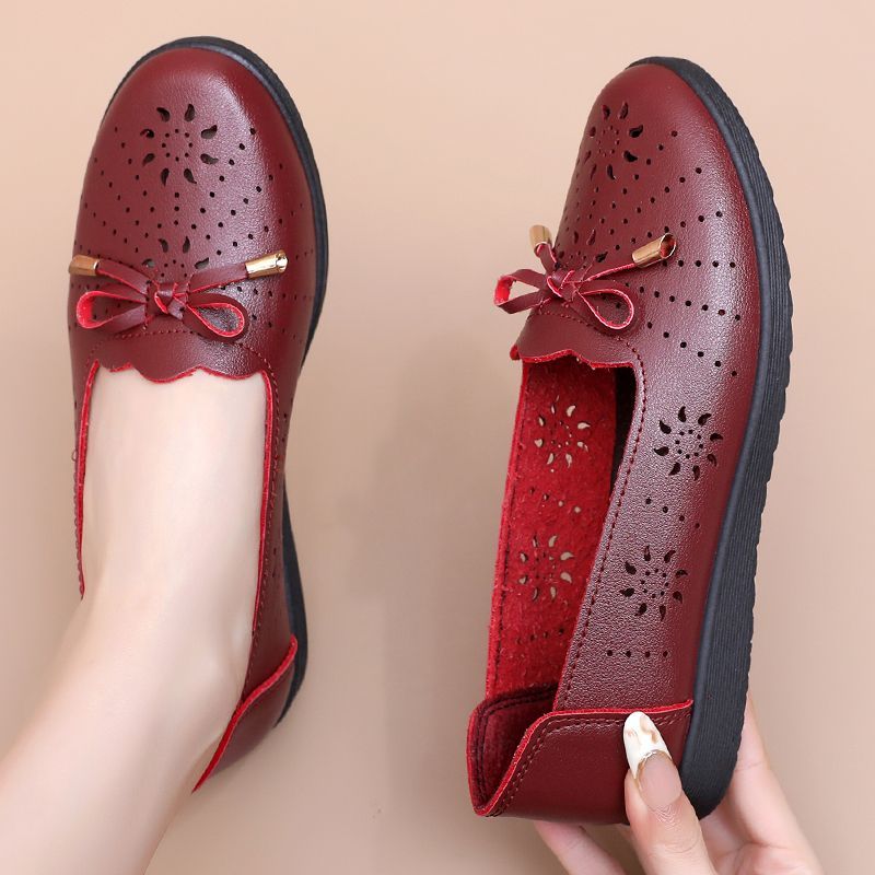 Genuine Mom Closed-toe Sandals Women, Comfortable Non-slip Single Shoes, Hollowed-out Design, Leather Shoes For_vogvips.com