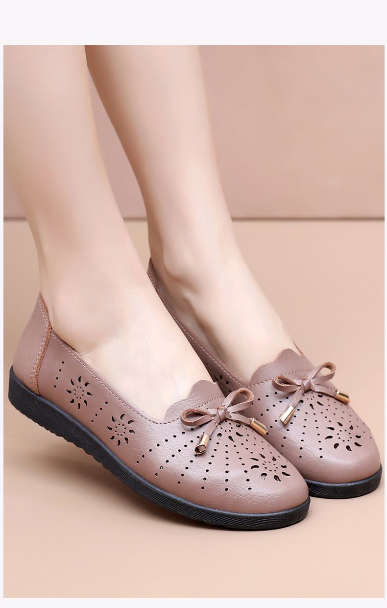 Genuine Mom Closed-toe Sandals Women, Comfortable Non-slip Single Shoes, Hollowed-out Design, Leather Shoes For_vogvips.com