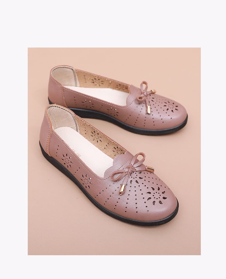 Genuine Mom Closed-toe Sandals Women, Comfortable Non-slip Single Shoes, Hollowed-out Design, Leather Shoes For_vogvips.com