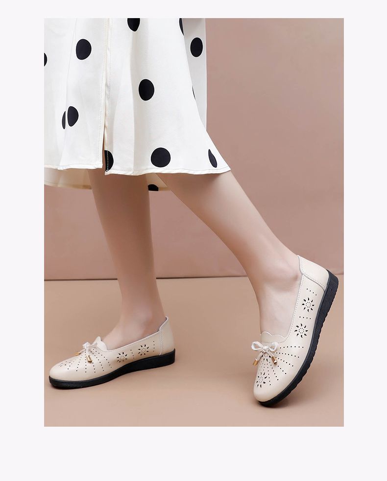 Genuine Mom Closed-toe Sandals Women, Comfortable Non-slip Single Shoes, Hollowed-out Design, Leather Shoes For_vogvips.com