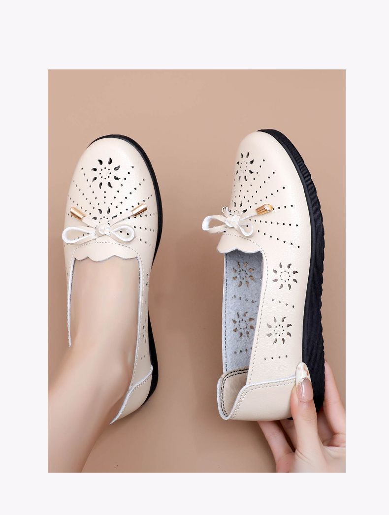 Genuine Mom Closed-toe Sandals Women, Comfortable Non-slip Single Shoes, Hollowed-out Design, Leather Shoes For_vogvips.com