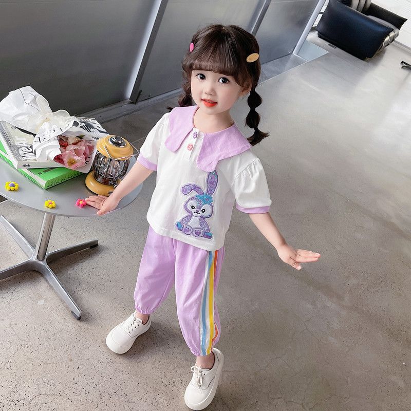女童夏季星黛露運動套裝薄款兒童裝2024新款洋氣寶寶夏裝時髦衣服