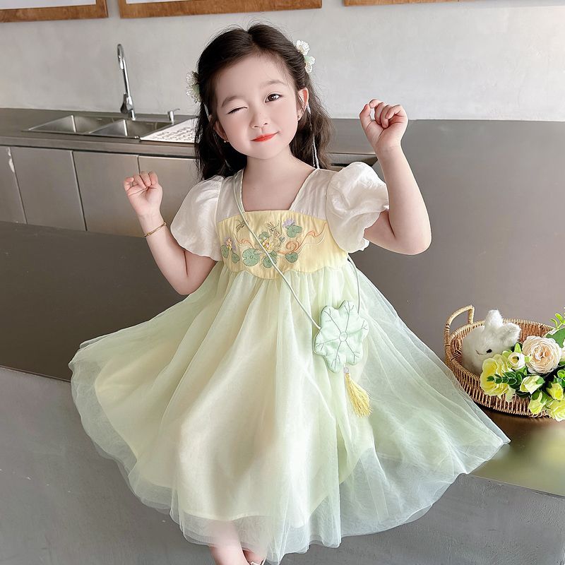 女童夏裝國風連衣裙2024新款兒童裙子夏季女寶寶漢服新中式公主裙