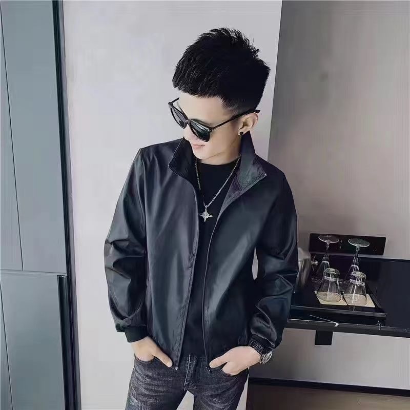 Giacca casual da uomo nuova, versatile, alla moda e alla moda, con cappuccio e righe a blocchi di colore autunnali_voghion.com