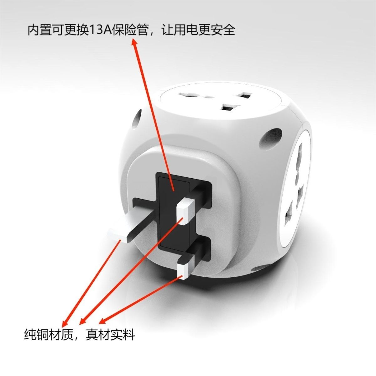 VEBAN港版智能魔方插座转换器2USB+1TYPE-C10.5W强电适配器 图片 4