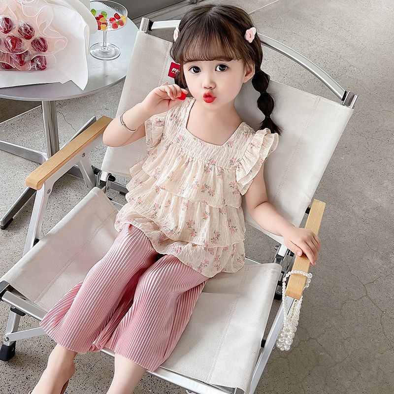 女童套裝夏季2024新款女寶寶衣服夏款網紅洋氣時髦小童兒童裝夏裝