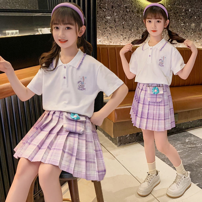 女童連衣裙2024新款洋氣夏裝jk制服套裝夏款小學生學院風裙子夏天