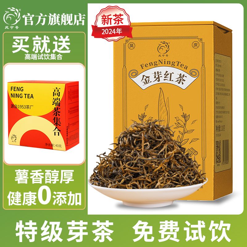 凤宁号云南凤庆滇红茶2024新茶高档特级金针金芽花果蜜香红茶口粮散茶叶 金芽红茶100g