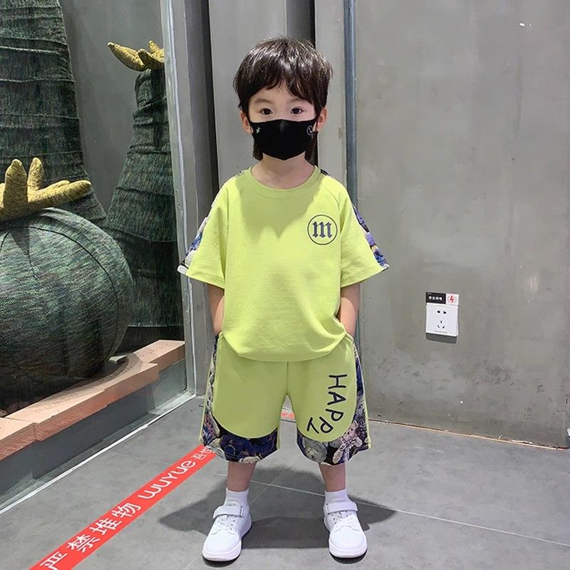 男童夏裝炸街套裝2024新款網紅寶寶時髦短袖t恤兒童夏天韓版衣服