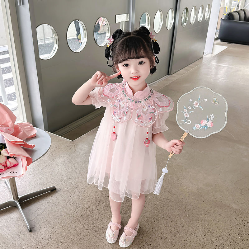 女童公主裙夏季儒裙連衣裙蓬蓬裙女寶寶漢服古風超仙兒童裙子夏款