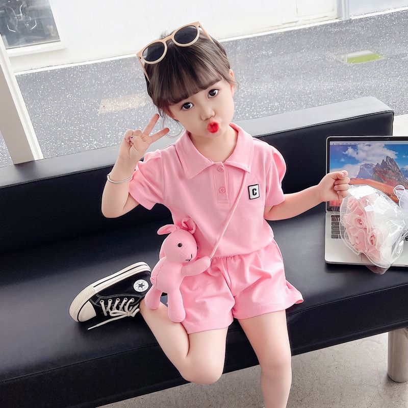 女童夏裝套裝兒童夏季2024新款女寶寶洋氣時髦女孩夏天短袖兩件套