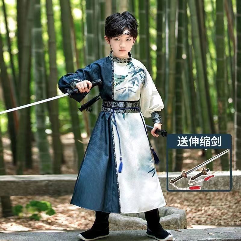 儿童古风汉服男童2024新款高端古装中国风侠客书生国学春秋款唐装
