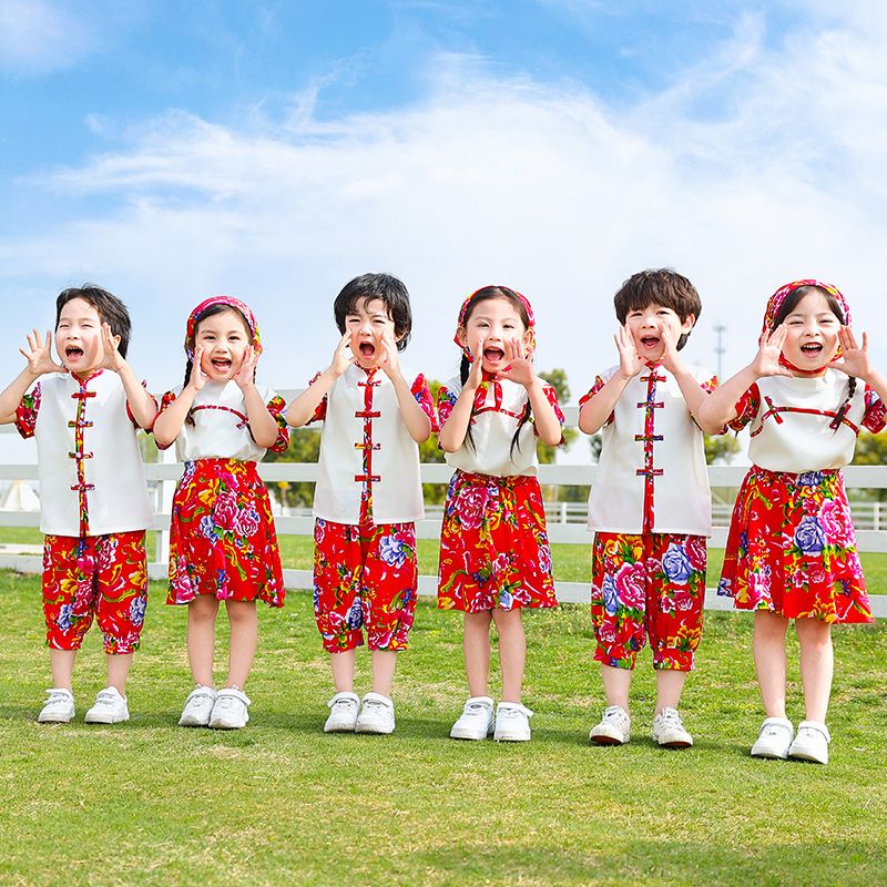 六一兒童演出走秀潮服日常親子裝舞東北大花版小學生啦啦隊表演服