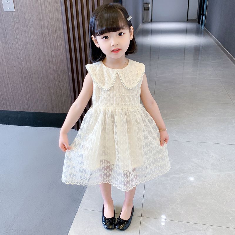 兒童新款夏季2024女童背心休閒公主連衣裙女寶寶洋氣薄款夏裝裙子
