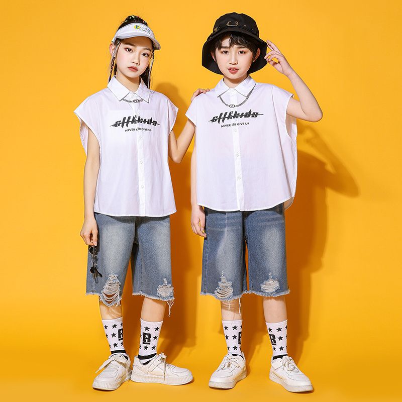 街舞兒童潮服hiphop套裝嘻哈童裝潮牌男童帥氣表演服裝女童演出服