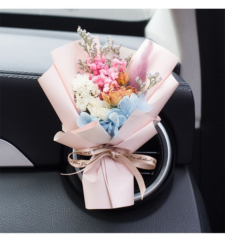 Priză de aer pentru aer condiționat montată pe mașină, buchet de flori etern creativ, parfum auto, decor, parfum trandafir_voghion.com