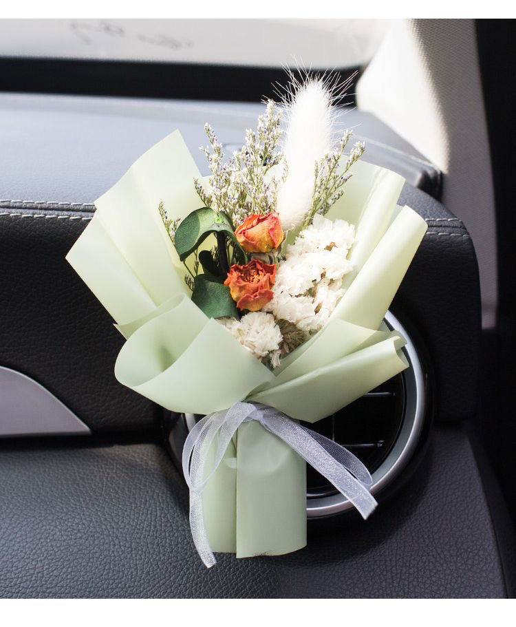 Priză de aer pentru aer condiționat montată pe mașină, buchet de flori etern creativ, parfum auto, decor, parfum trandafir_voghion.com