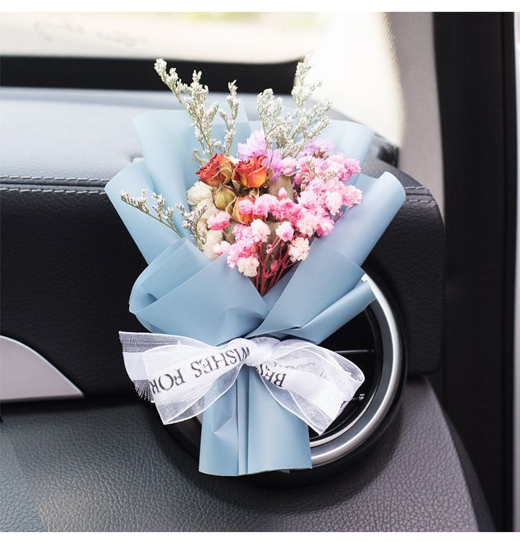 Priză de aer pentru aer condiționat montată pe mașină, buchet de flori etern creativ, parfum auto, decor, parfum trandafir_voghion.com