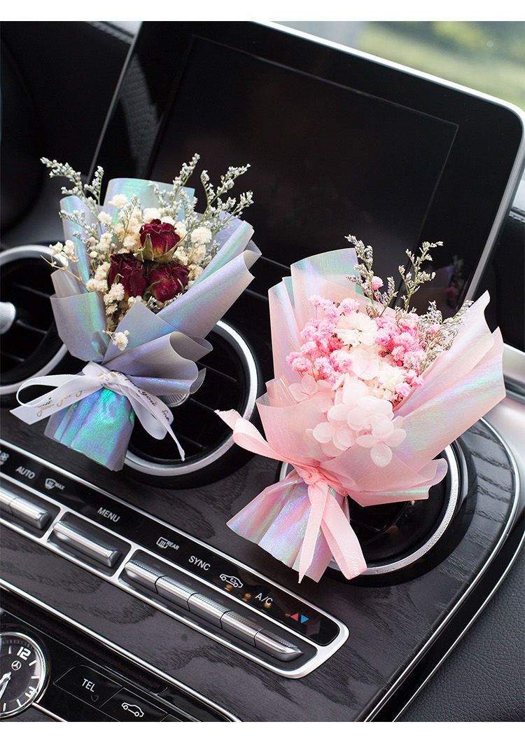 Priză de aer pentru aer condiționat montată pe mașină, buchet de flori etern creativ, parfum auto, decor, parfum trandafir_voghion.com