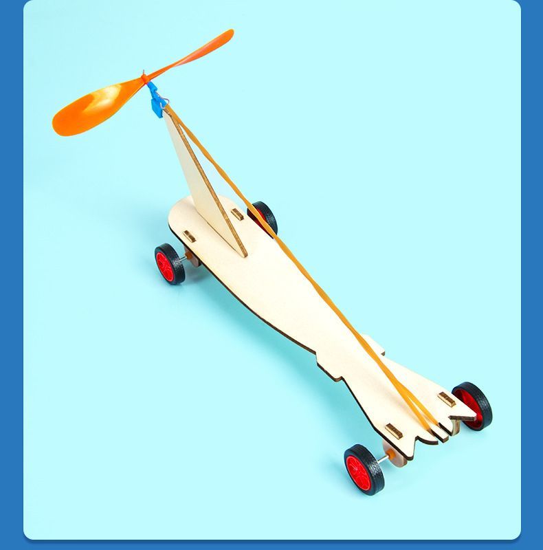 科学实验diy橡皮筋风力小车弹力动力物理材料科技小制作儿童手工