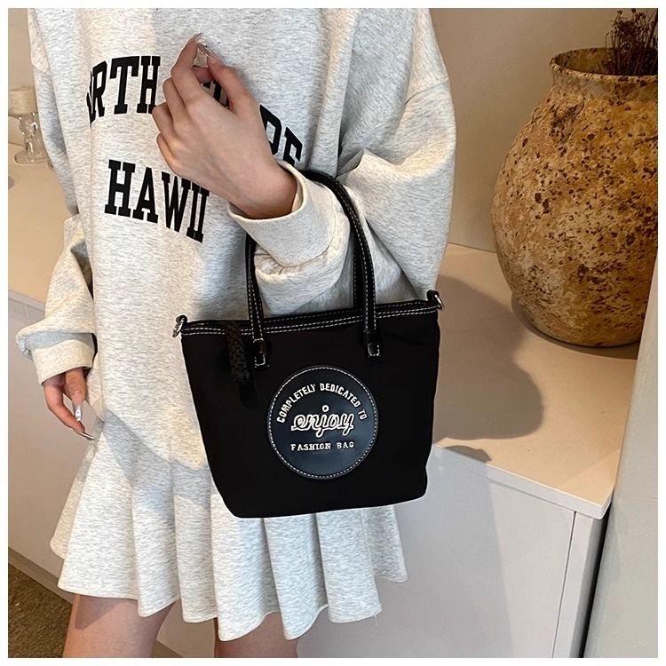 FOUR ONE borsa versatile in nylon con blocco di colore per la moda femminile h, borsa a secchiello con tracolla, piccola per esterni_voghion.com