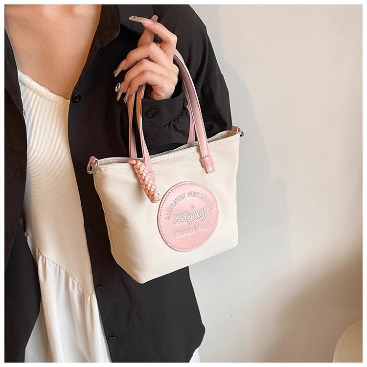 FOUR ONE borsa versatile in nylon con blocco di colore per la moda femminile h, borsa a secchiello con tracolla, piccola per esterni_voghion.com