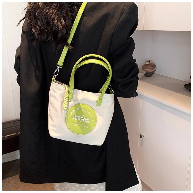 FOUR ONE borsa versatile in nylon con blocco di colore per la moda femminile h, borsa a secchiello con tracolla, piccola per esterni_voghion.com