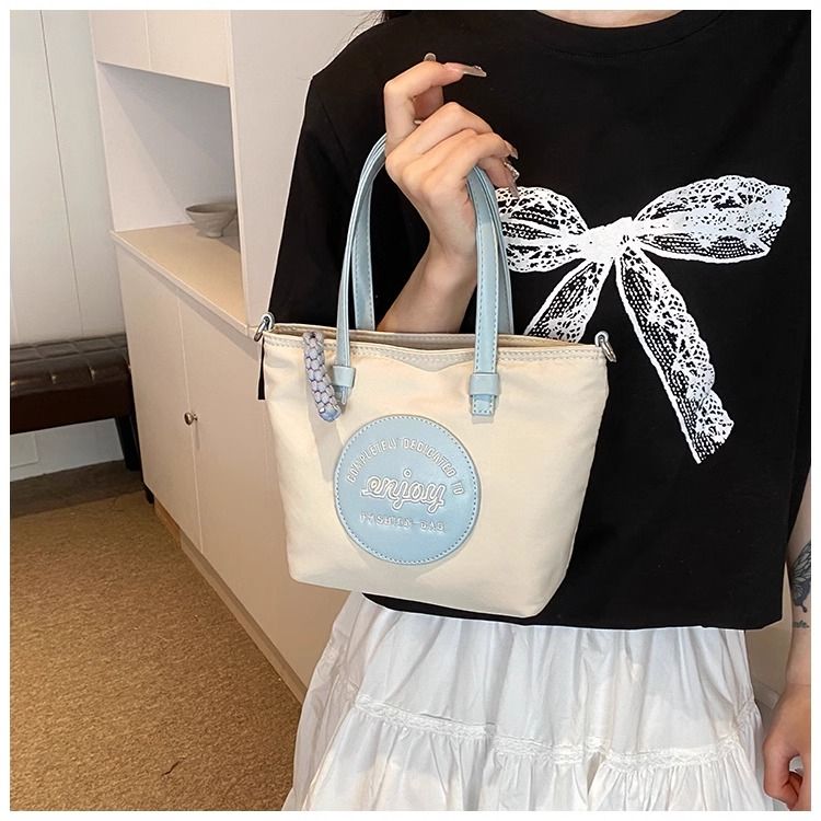 FOUR ONE borsa versatile in nylon con blocco di colore per la moda femminile h, borsa a secchiello con tracolla, piccola per esterni_voghion.com