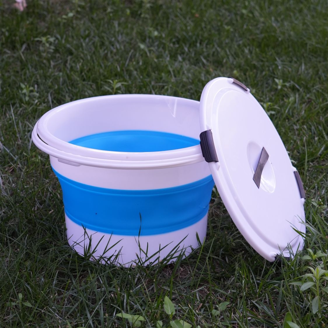 Foldable Outdoor Household Storage Bucket, Portable Washbasin, Foldable With Lid, Water Bucket Set_voghion.com