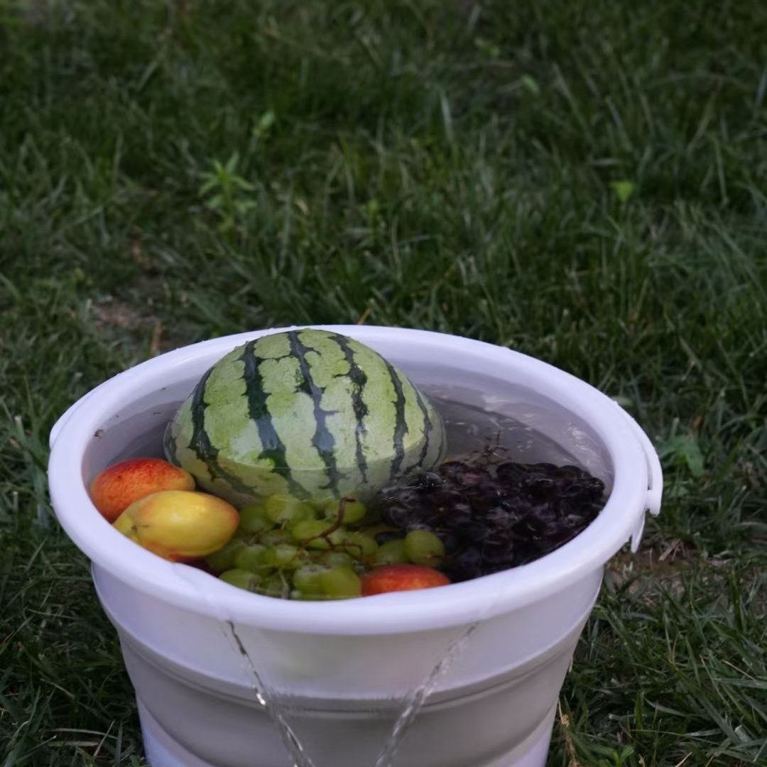 Secchio pieghevole da esterno con coperchio bacino portatile_voghion.com