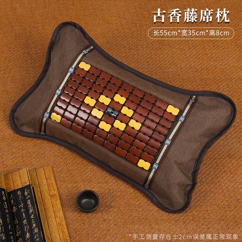 夏季枕头凉席枕头成人凉枕头夏天学生凉爽冰丝茶叶麻将竹枕头单人 图片 9