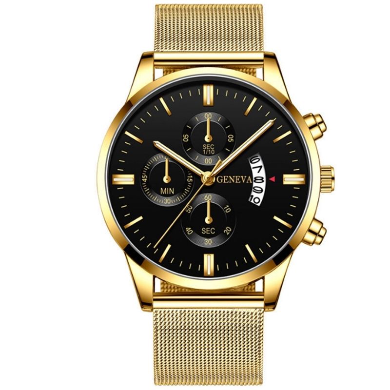 Men's Fully Automatic Quartz Watch With Mesh Steel Strap Ultra-thin_voghion.com
