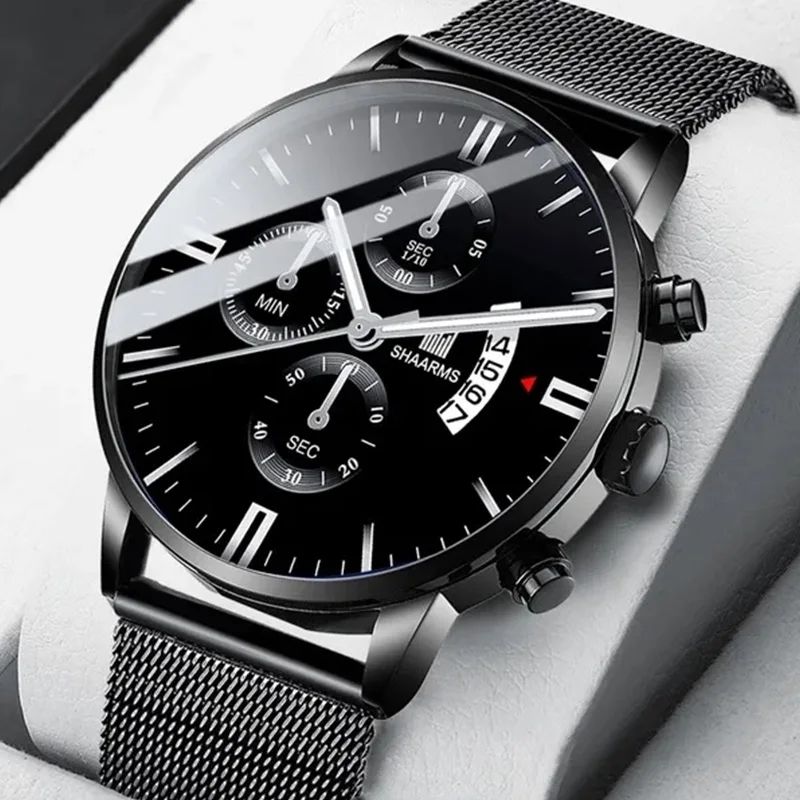 Men's Fully Automatic Quartz Watch With Mesh Steel Strap Ultra-thin_voghion.com