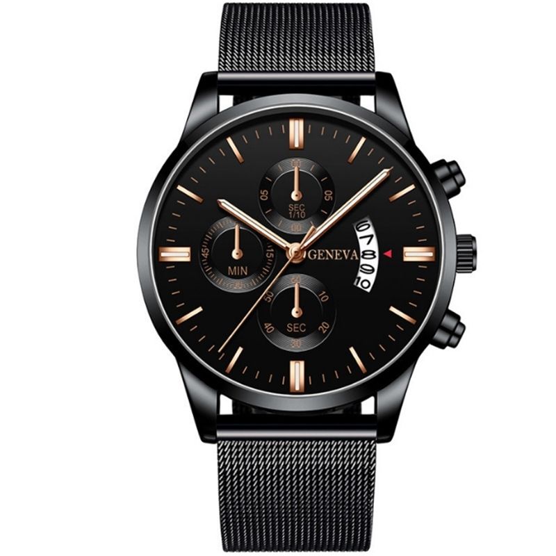 Men's Fully Automatic Quartz Watch With Mesh Steel Strap Ultra-thin_voghion.com