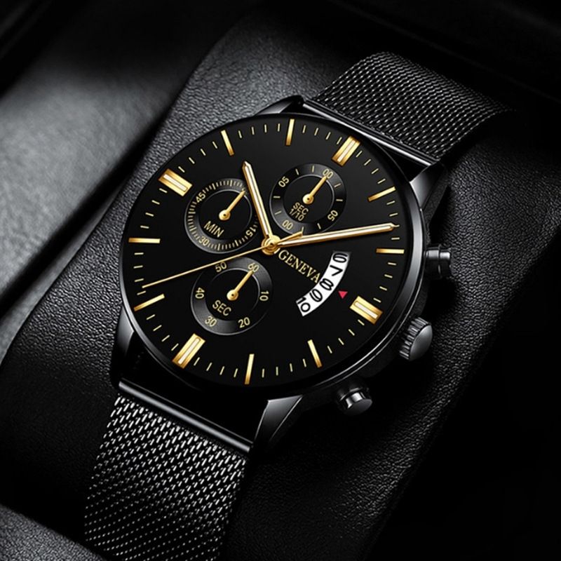 Men's Fully Automatic Quartz Watch With Mesh Steel Strap Ultra-thin_voghion.com