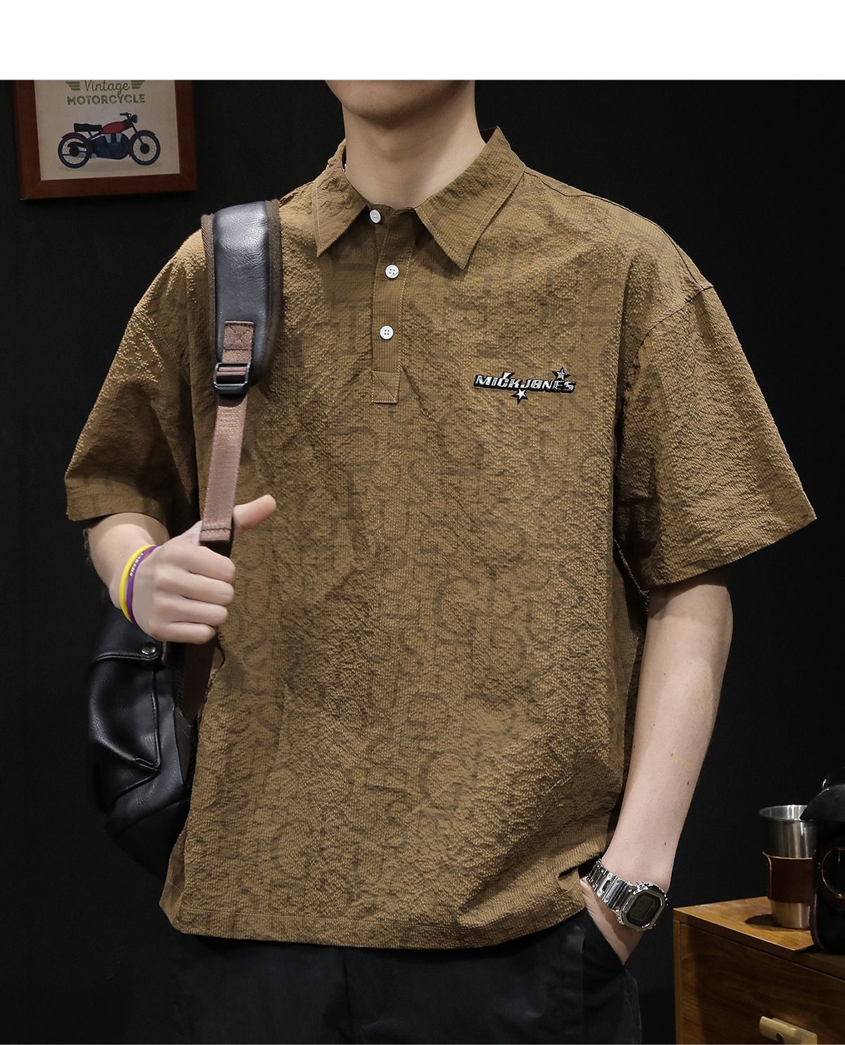 Polo américain à manches courtes pour homme, coupe ample, grande taille, marque tendance 2026, nouveau t-shirt à col rabattu_voghion.com