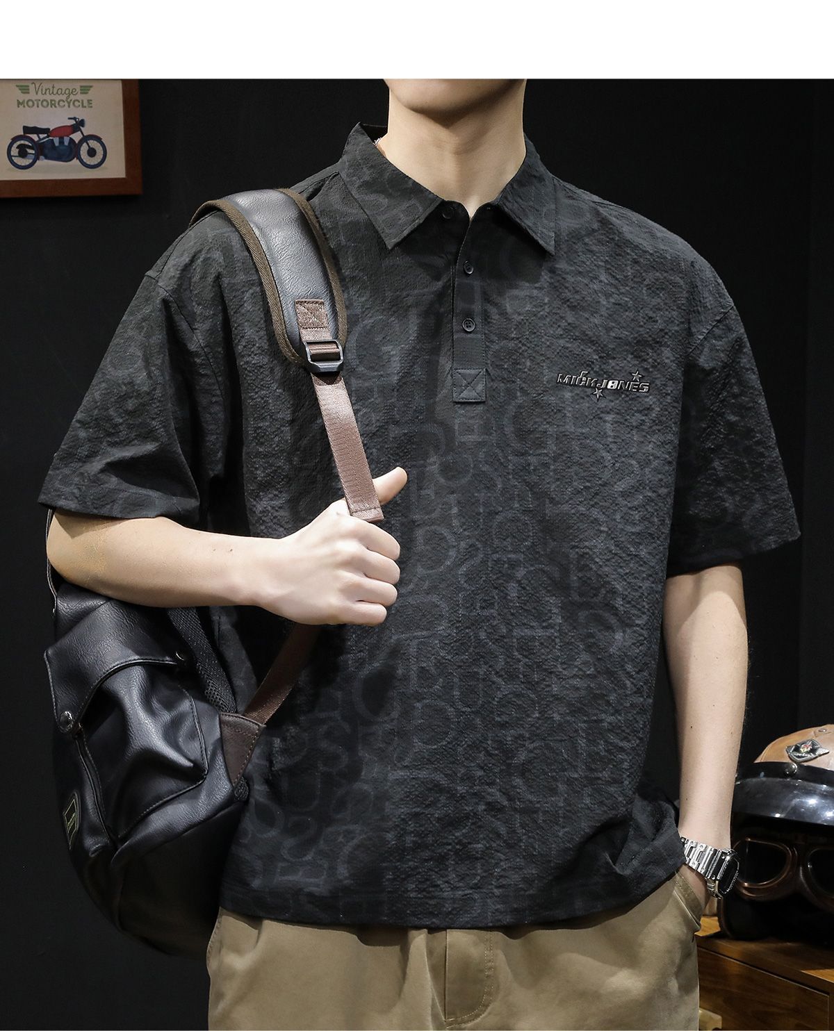 Polo américain à manches courtes pour homme, coupe ample, grande taille, marque tendance 2026, nouveau t-shirt à col rabattu_voghion.com