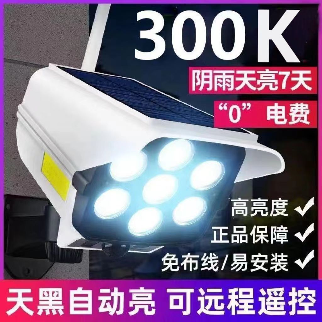 太阳能防贼仿真监控摄像头路灯家用户外庭院灯人体感应超亮照明灯