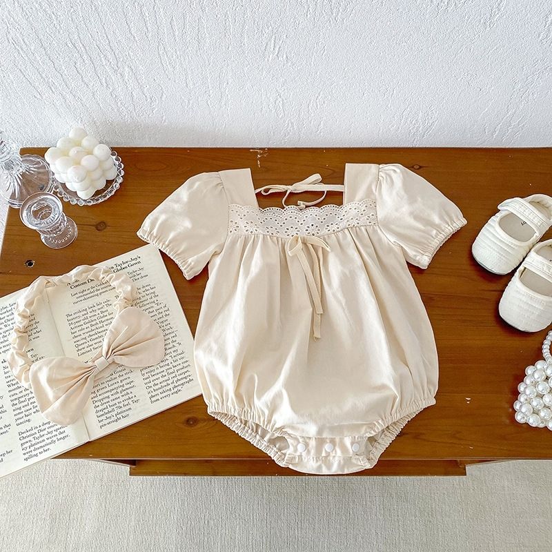 Sommerkleid Und Strampler Für Baby Mädchen In Einfarbigem Design_voghion.com