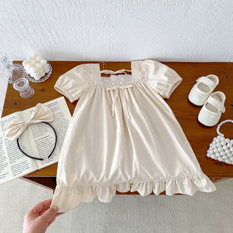 Sommerkleid Und Strampler Für Baby Mädchen In Einfarbigem Design_voghion.com