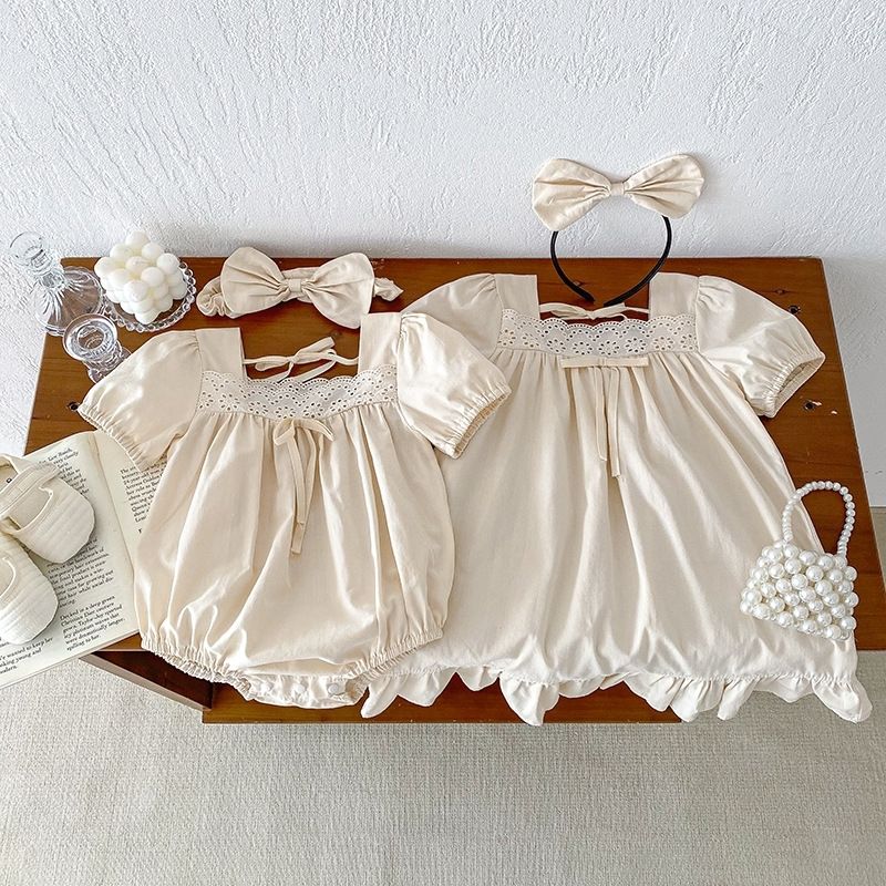 Sommerkleid Und Strampler Für Baby Mädchen In Einfarbigem Design_voghion.com