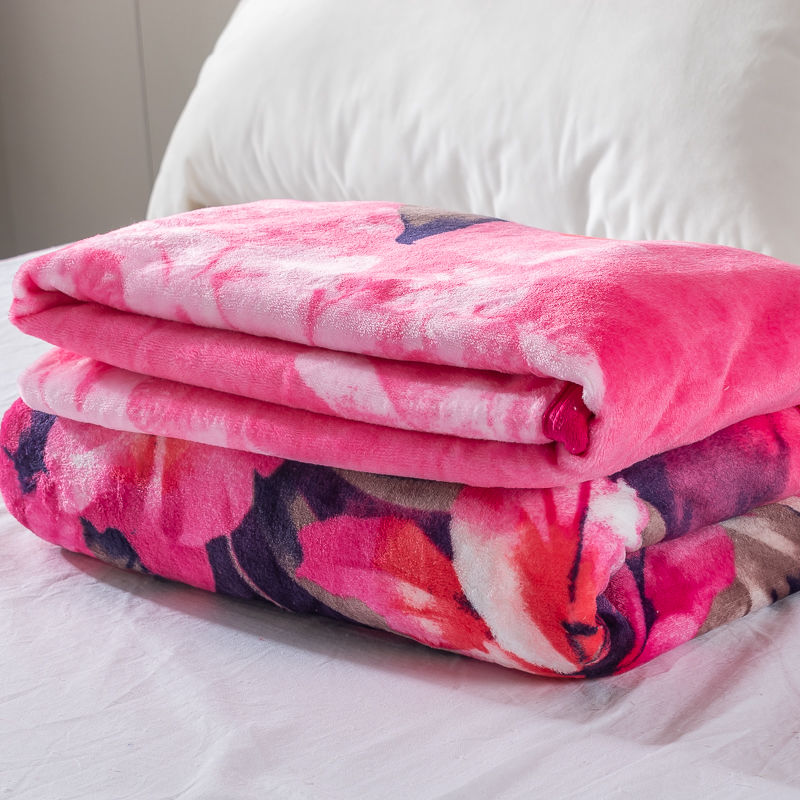 加厚印花空调毯法兰绒毯子双面绒保暖床单单人双人包边毯子