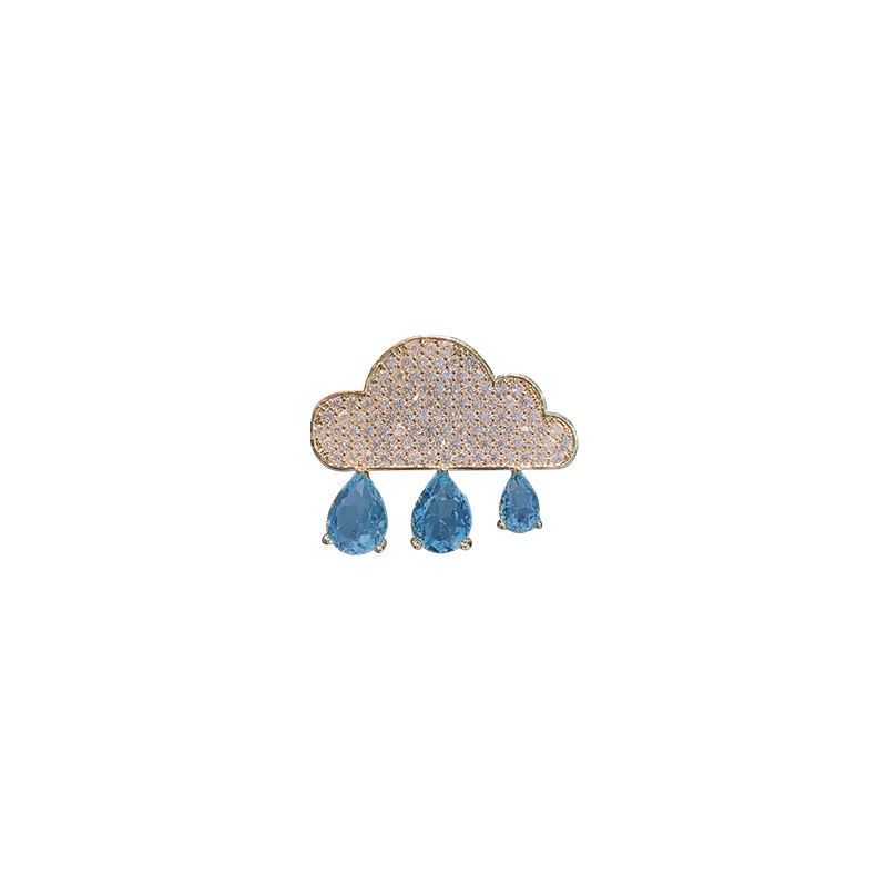 Cloud Girl Water Drop Cute Anti-light Brooch Female Simple Atmosphere Crystal Temperament Brooch Collar Pin Accessories_voghion.com