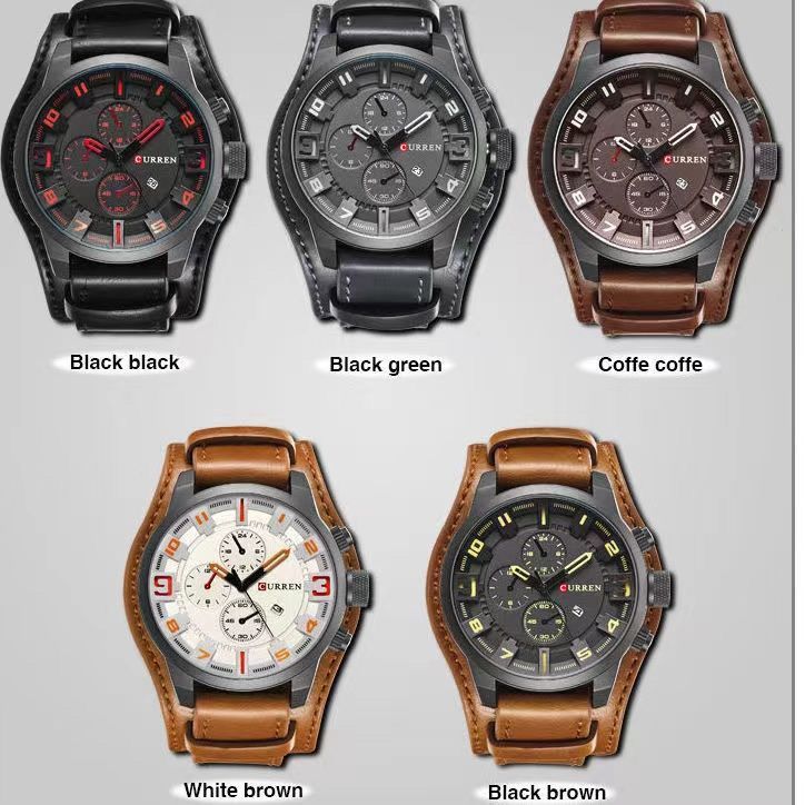 Kareen Men's Quartz Watch With Leather Strap And Large Dial_voghion.com