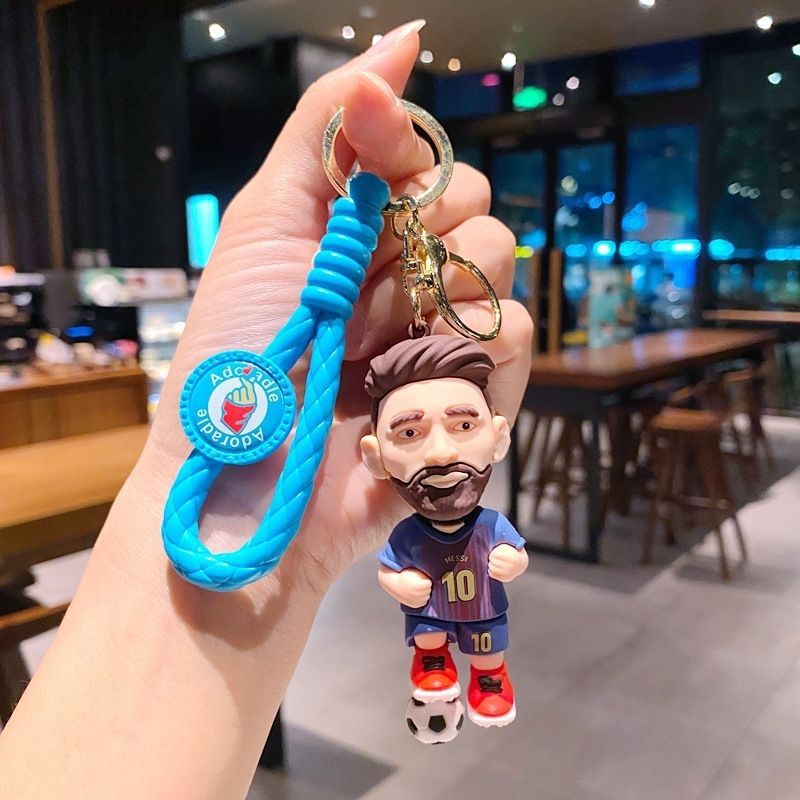 Messi Creative Cartoon Football Figurine Pendant School Keychain Couple Bag Gift Car Ornament_voghion.com