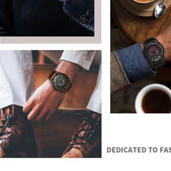 Kareen Men's Quartz Watch With Leather Strap And Large Dial_voghion.com