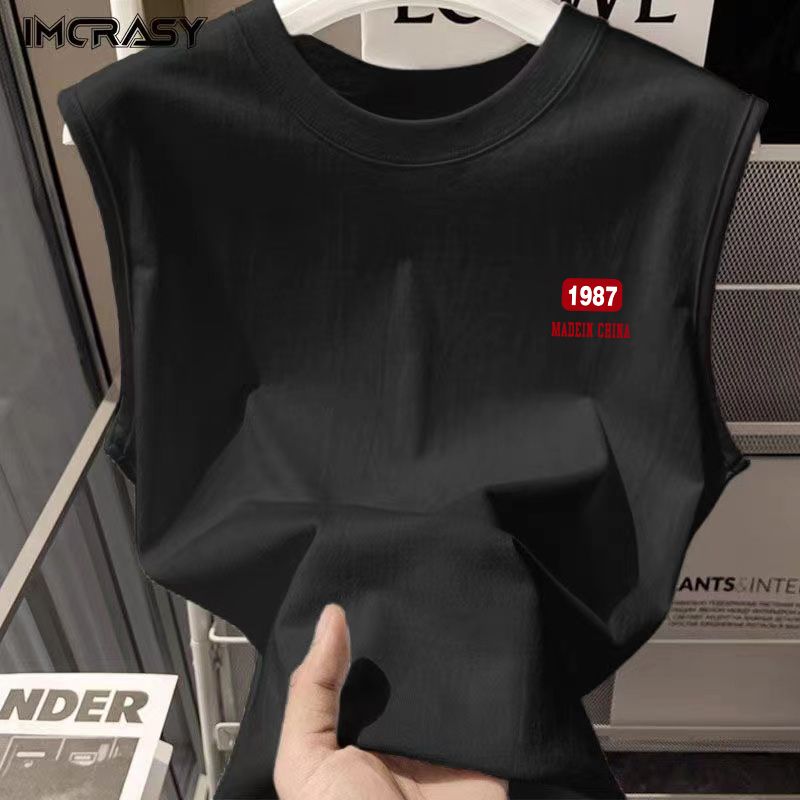 IMCRASY Weste aus reiner Baumwolle für Herren, Sommer 2025, neu, lässig, trendig, vielseitig, ärmellos, T-Shirt_voghion.com