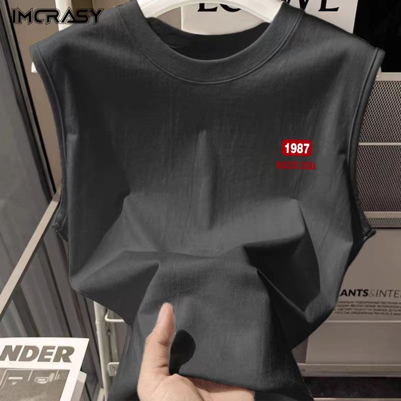 IMCRASY Weste aus reiner Baumwolle für Herren, Sommer 2025, neu, lässig, trendig, vielseitig, ärmellos, T-Shirt_voghion.com